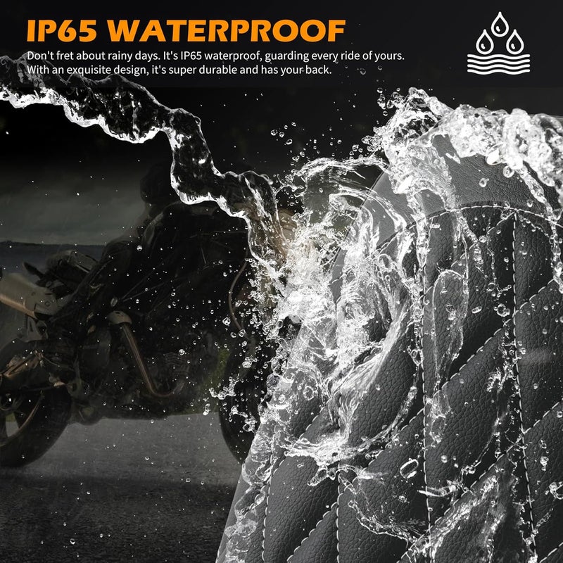 DREAMIZER Universal Black Motorcycle Solo Passenger Seat Rear Cushion 8 Suction Cups Compatible with Harley Davidson Sportster XL 883 1200 Forty Eight Dyna Chopper Bobber Custom (Black-rivet) - Image 3